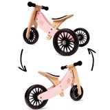 Kinderfeets® Draisienne-Tricycle en bois Tiny Tot PLUS 2en1 Rose