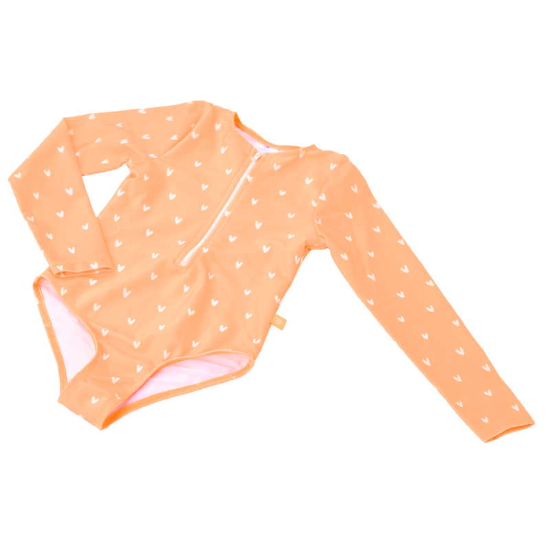 Swim Essentials® Otroške enodelne kopalke Orange Hearts 98/104 Swim Essentials