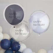 Ginger Ray® Set 3 balonov Blue & Grey Double Layered Happy Birthday Ginger Ray