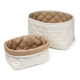 CamCam® Set of 2 Cotton Storage Baskets Classic Stripes Camel/ Camel