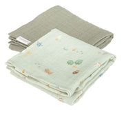 Little Dutch® Komplet 2 tetra pleničk Little Farm/Olive 70x70 Little Dutch