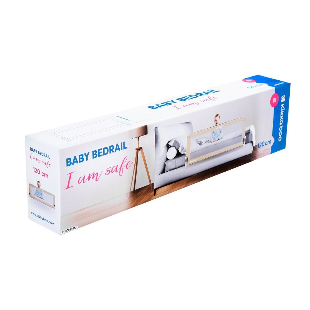 KikkaBoo® Posteljno varovalo I am Safe 120 cm Beige KikkaBoo