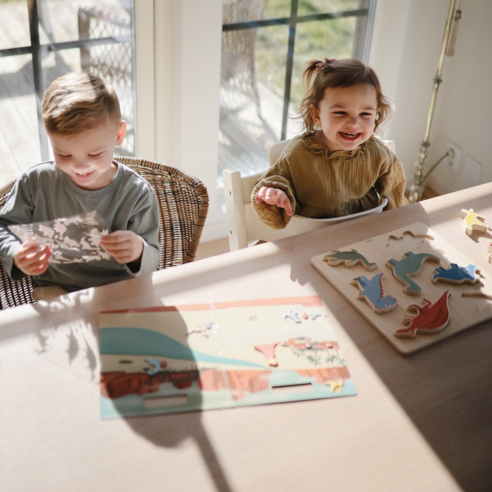 Mushie® Lesena sestavljanka Dinosaur Mushie