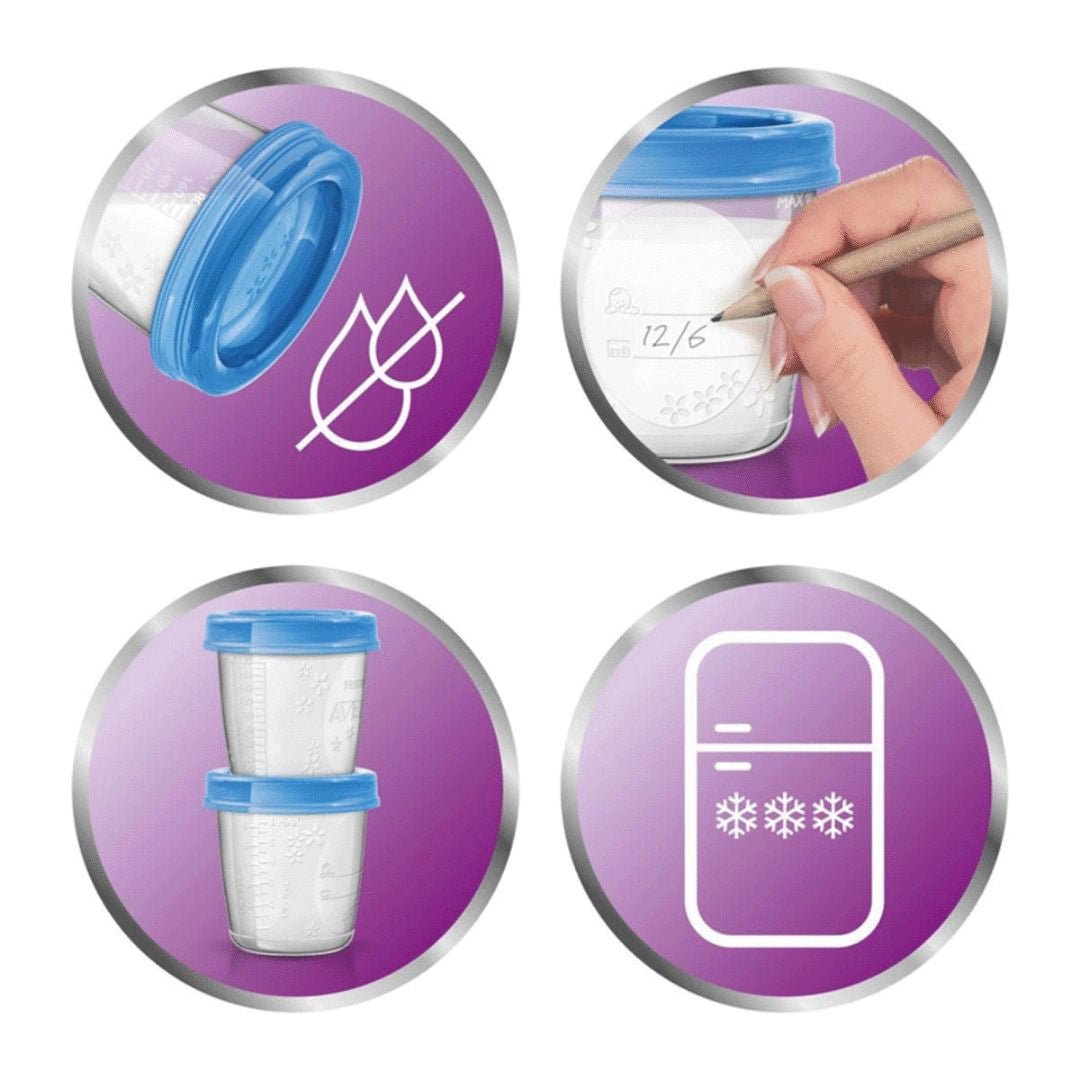 Philips AVENT® Posodice za shranjevanje + adapter 180ml 10 kos Philips AVENT