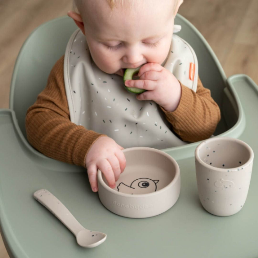 Done by Deer® Silikonski jedilni set Birdee Sand Done by Deer