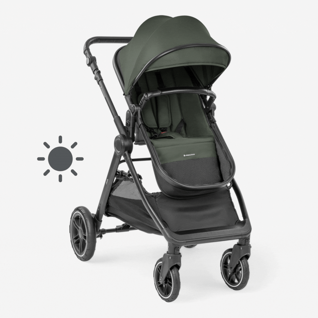 KikkaBoo® Otroški voziček s košaro 3v1 Ava Army Green KikkaBoo