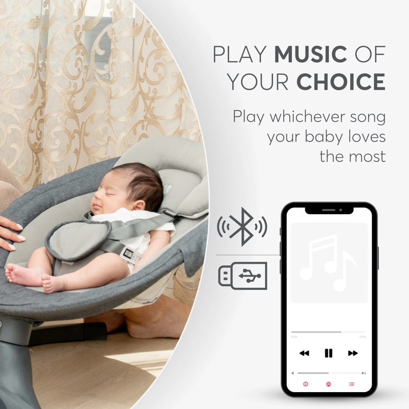 KikkaBoo® Električni gugalnik Codie Light Grey 2025 KikkaBoo