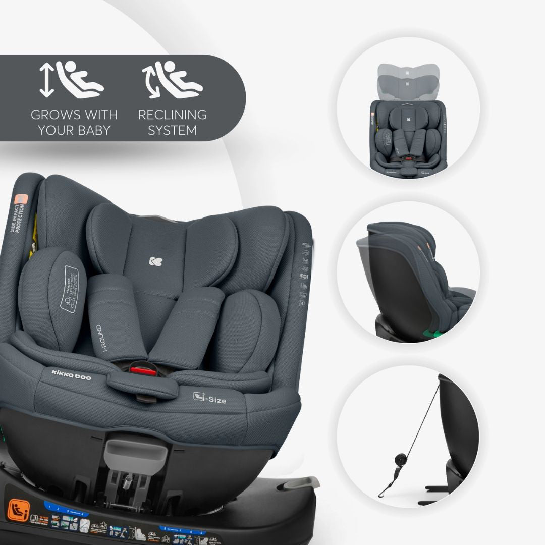 KikkaBoo® Otroški avtosedež 360 i-Round i-SIZE (40-150 cm) Dark Grey KikkaBoo
