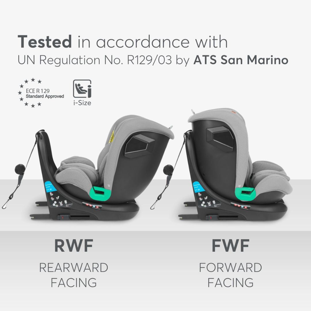 KikkaBoo® Otroški avtosedež 360 i-Roll i-SIZE (40-150 cm) Light Grey KikkaBoo