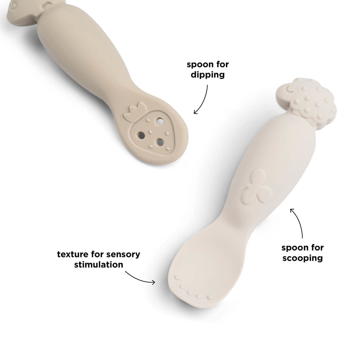 Done by Deer® Set 2 silikonskih žličk Tiny Farm Sand Done by Deer