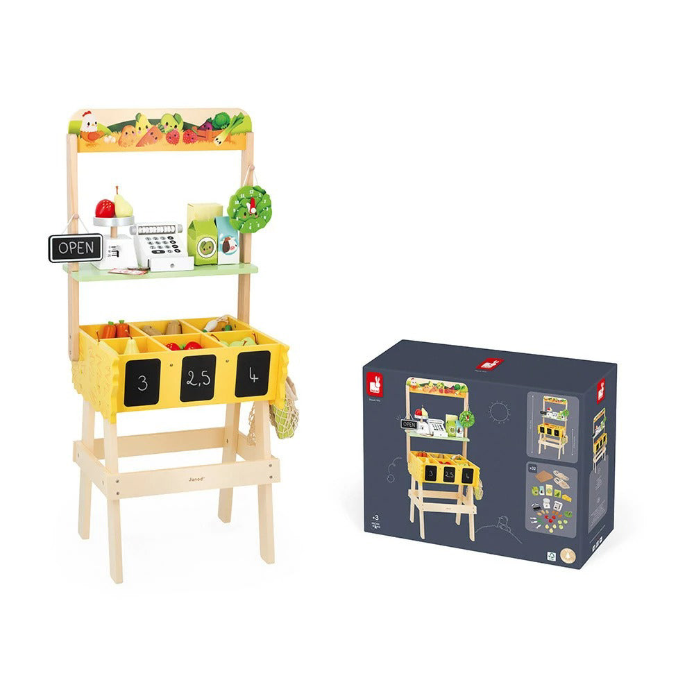 Janod® Lesena stojnica s sadjem in zelenjavo Janod