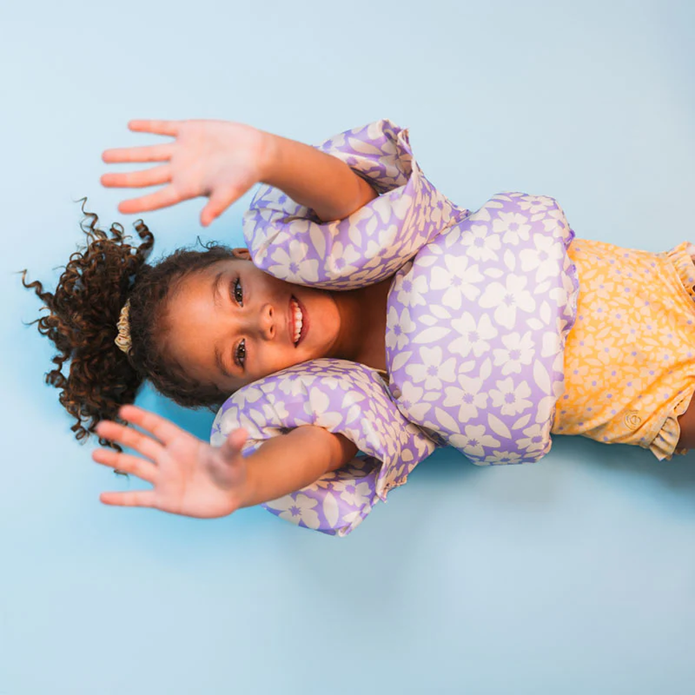 Swim Essentials® Otroški jopič z rokavčki Purple Flowers (2-6 L) Swim Essentials