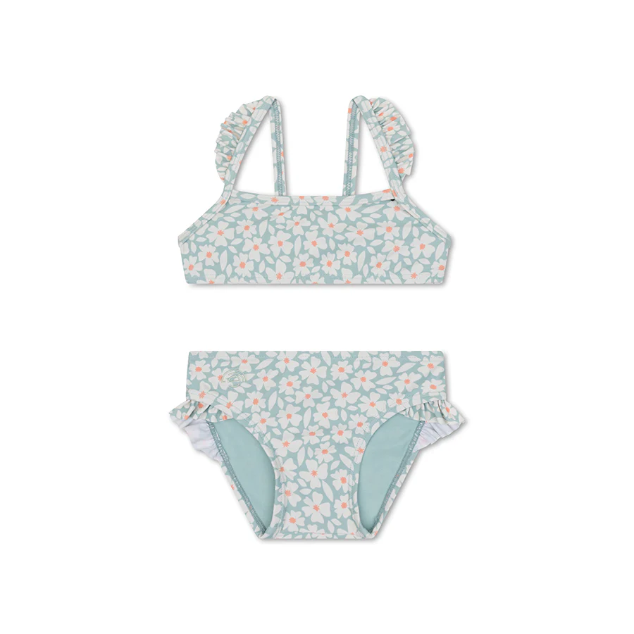 Swim Essentials® Otroške bikini kopalke Green Flowers 86 92 Swim Essentials