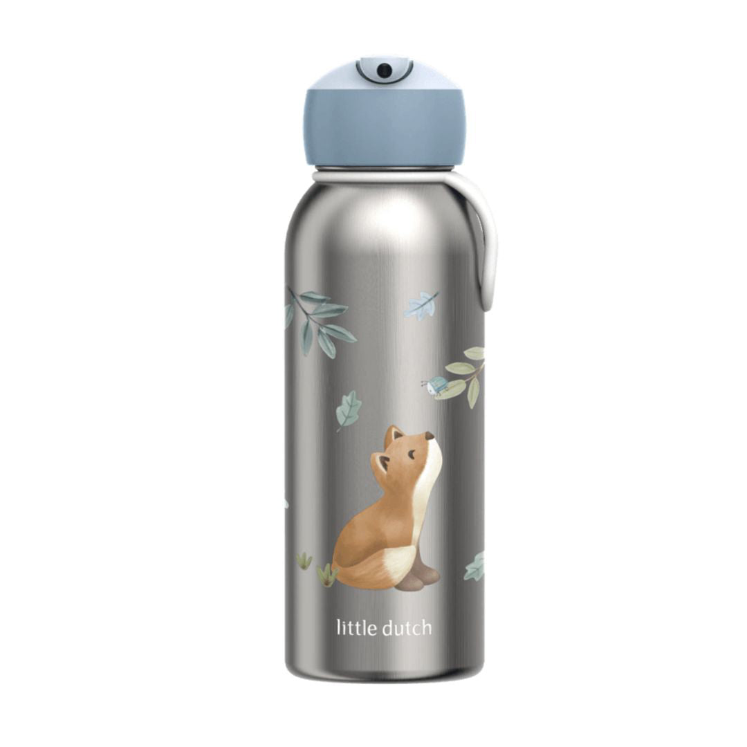 Little Dutch® Otroška steklenička iz nerjavečega jekla flip-up Forest Friends 350ml Little Dutch