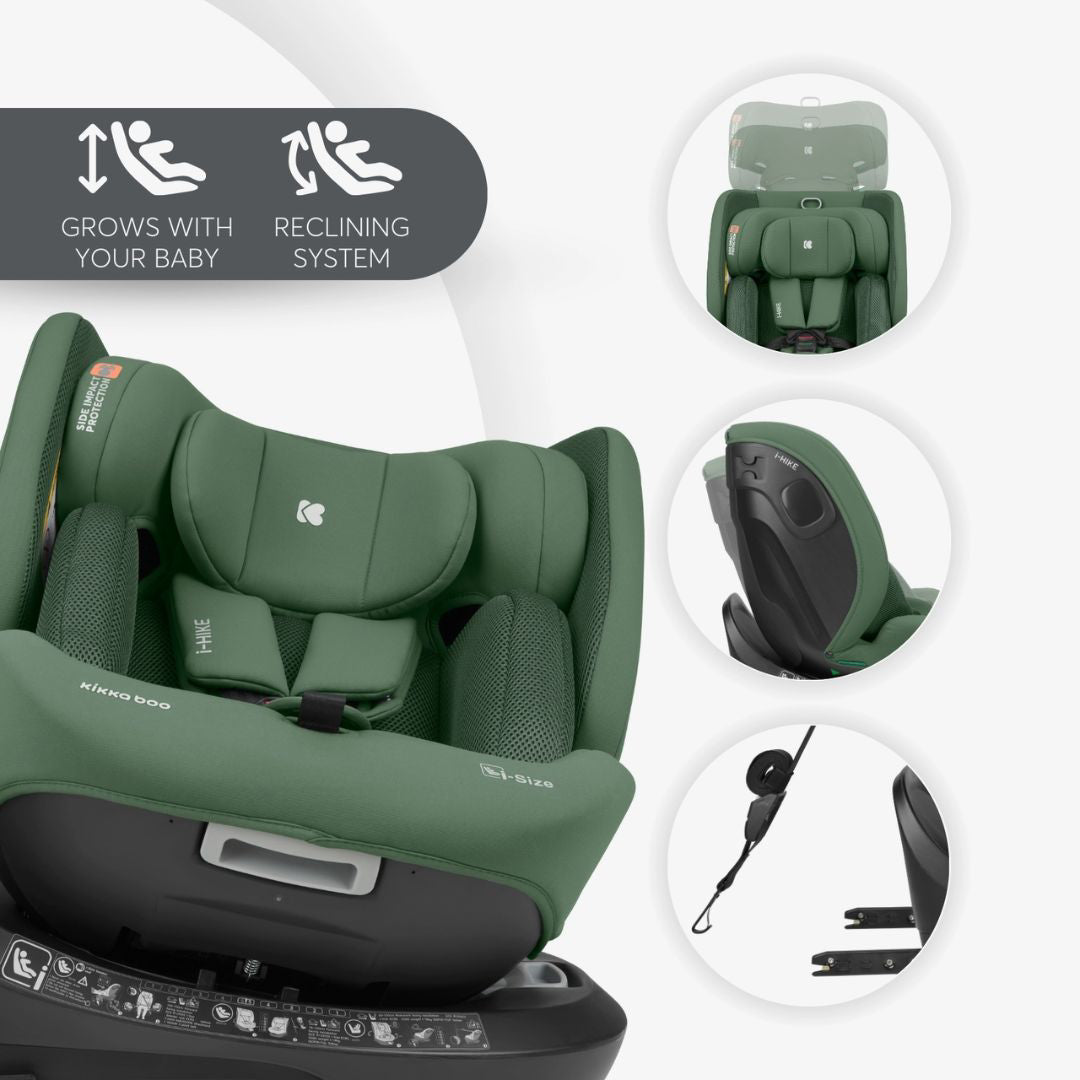 KikkaBoo® Otroški avtosedež 360° i-Hike i-SIZE (40-150 cm) Army Green 2025 KikkaBoo