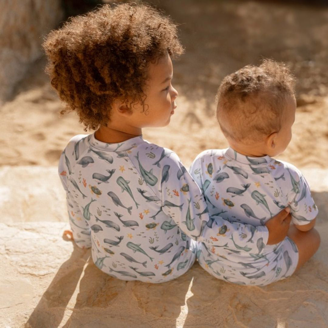 Little Dutch® Otroške enodelne kopalke z rokavi Ocean Sea Life Little Dutch