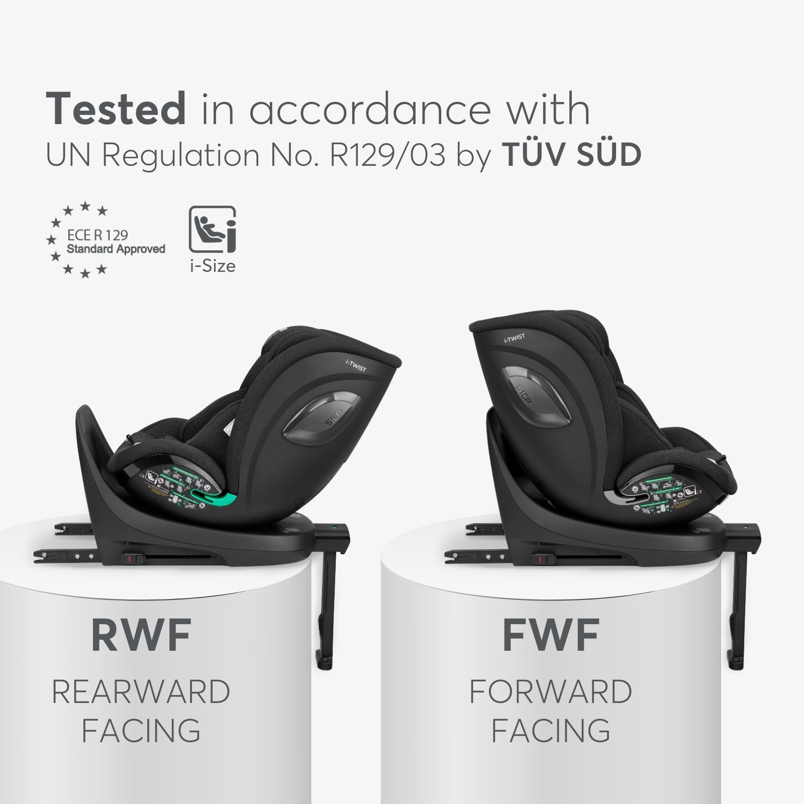 KikkaBoo® Otroški avtosedež 360° i-Twist i-SIZE (40-150 cm) Dark Grey KikkaBoo