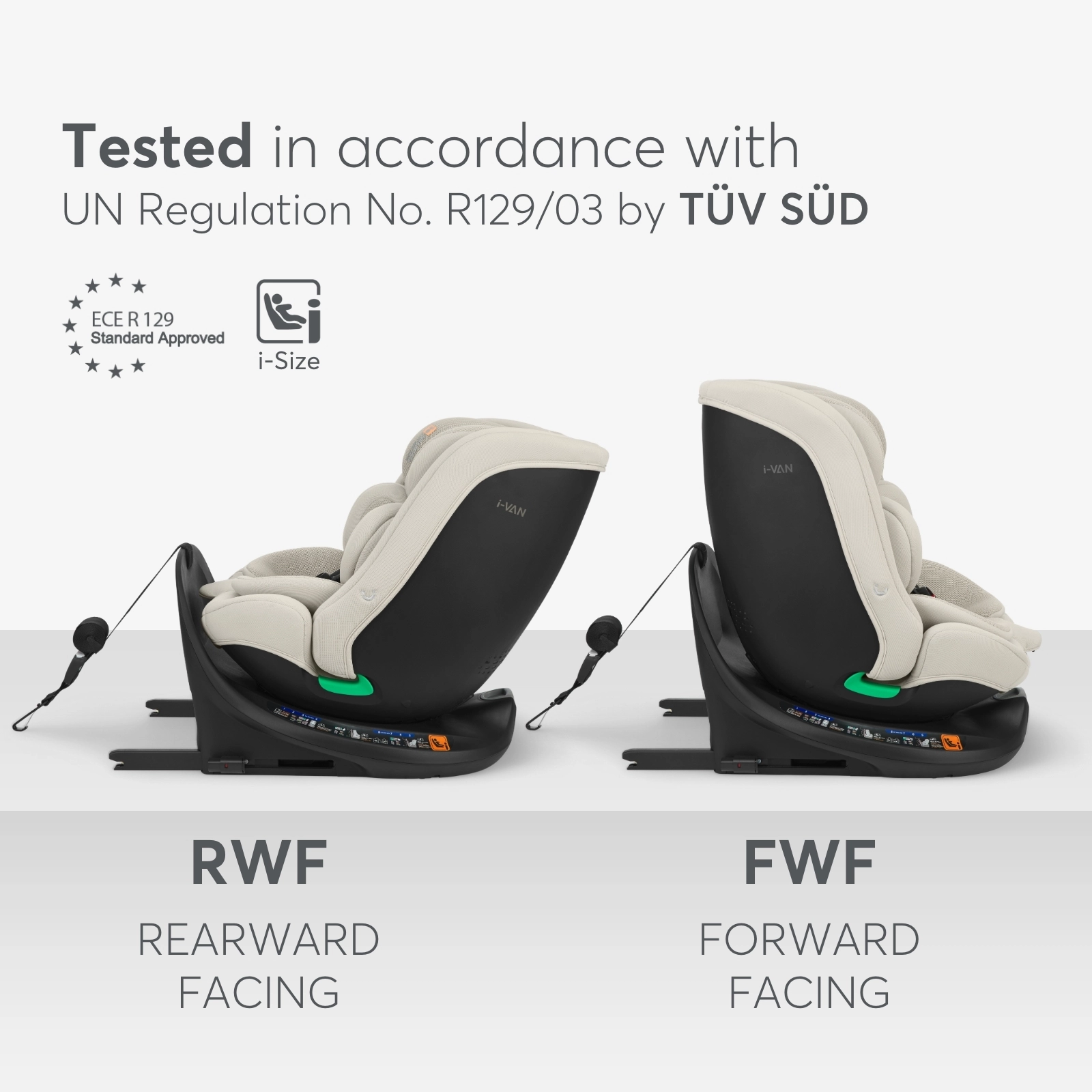 KikkaBoo® Otroški avtosedež 360°i-Van i-SIZE (40-150 cm) Light Beige KikkaBoo