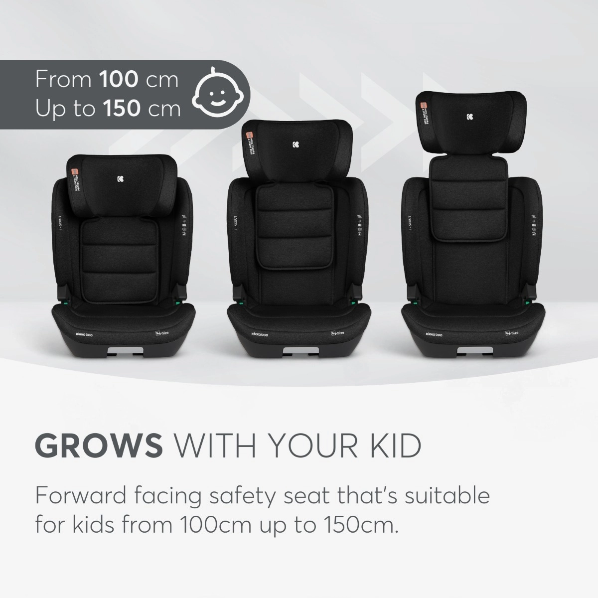 KikkaBoo® Otroški avtosedež i-Scout i-SIZE (100-150 cm) Dark Grey KikkaBoo