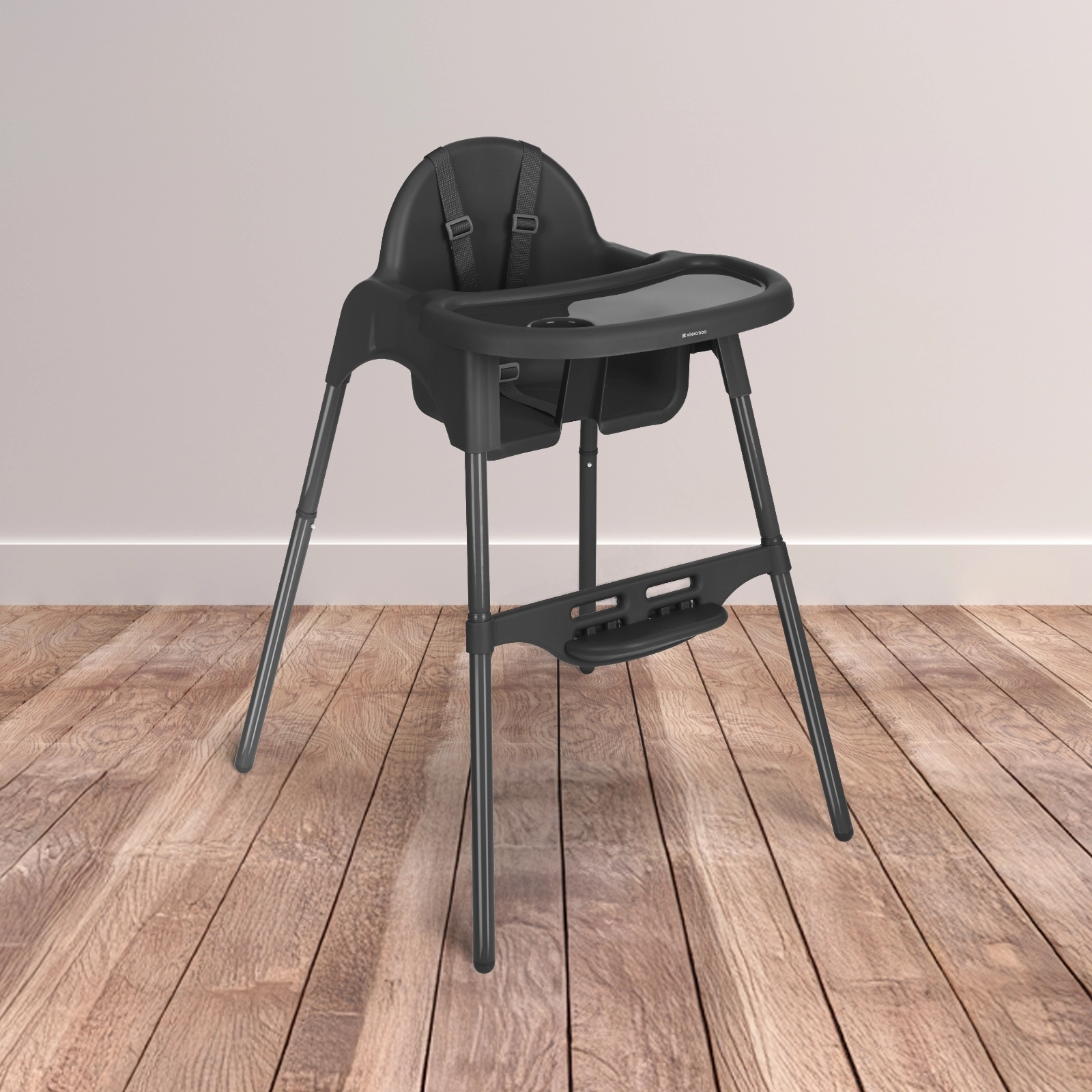 KikkaBoo® Otroški stol za hranjenje 2v1 Jammy Black KikkaBoo