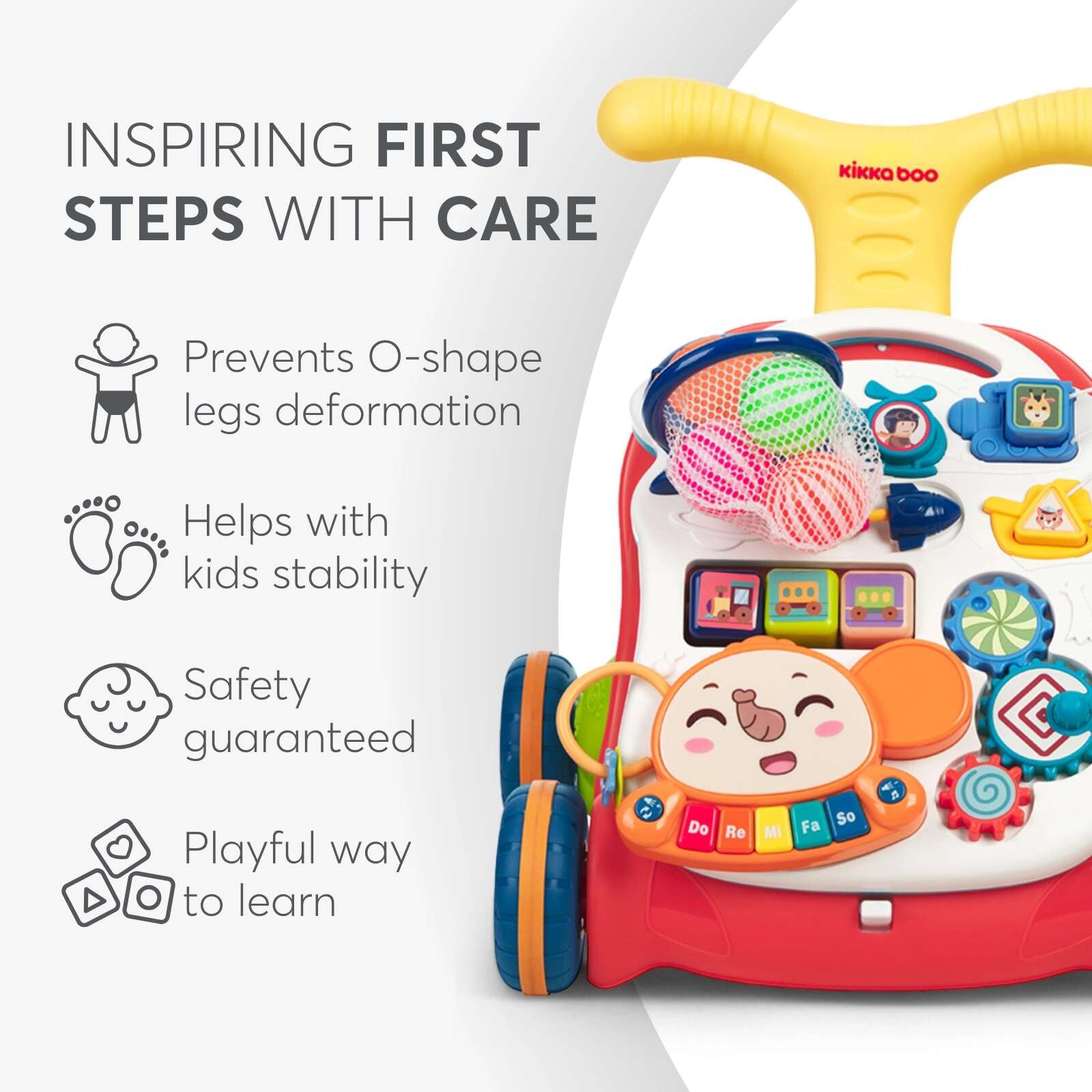 KikkaBoo® Aktivnostni voziček 3v1 Play & Grow Red KikkaBoo