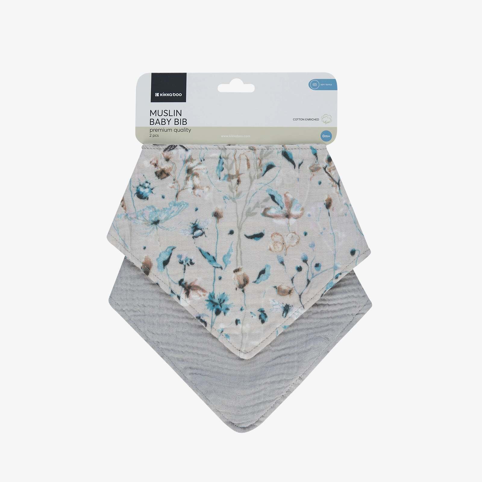 KikkaBoo® Set 2 slinčkov iz muslina Dreamy Fields Grey KikkaBoo