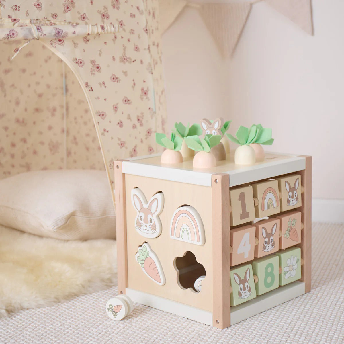 Bieco® Lesena aktivnostna kocka XXL Rabbit Fine Bieco