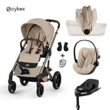 Cybex® Poussette 4en1 avec nacelle pliable Balios S Lux + Siège auto Cloud G3 + Base IsoFix G3 Almond Beige (+ Habillage pluie)