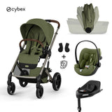 Cybex® Poussette avec nacelle pliable 4en1 Balios S Lux + Siège auto Cloud G3 + Base IsoFix G3 Moss Green (+ Housse de pluie)