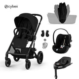 Cybex® Poussette avec nacelle pliable 4en1 Balios S Lux + Siège auto Cloud G3 + Base IsoFix G3 Moon Black (+ Housse de pluie)