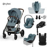 Cybex® Otroški voziček z zložljivo košaro 5v1 Balios S Lux + Nosilka Amya + Avtosedež Cloud G3 + IsoFix baza G3 + Avtosedež Sirona G3 Stormy Blue (+ Rain cover)