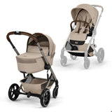 Cybex® Balios S Lux Stroller with Fold Cot 2-in-1 Almond Beige (Taupe Frame)