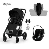 Cybex® Passeggino 3in1 con navicella pieghevole Balios S Lux + Seggiolino auto Cloud G3 Moon Black (+ Copripioggia)