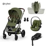 Cybex® Passeggino con navicella pieghevole 4in1 Balios S Lux + Seggiolino auto Cloud G3 + Base IsoFix G3 Moss Green