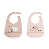 Done by Deer® Komplet 2 silikonskih slinčkov Tiny farm Powder