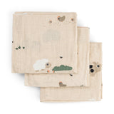 Done by Deer® Lot de 3 langes en mousseline Tiny Farm Sand 65x65