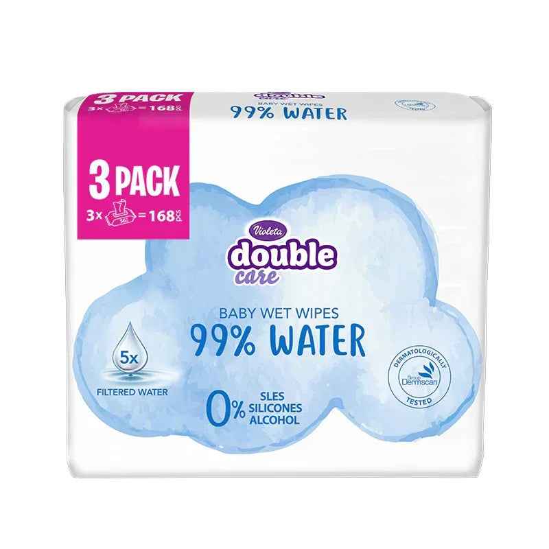 Violeta Water Care otroški vlažilni robički z 99 % vode za občutljivo kožo dojenčka