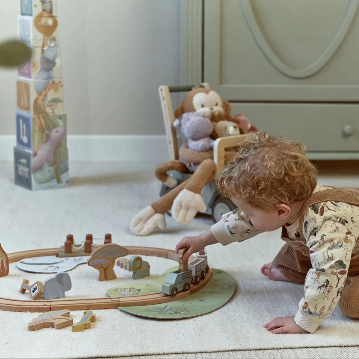 Little Dutch® Circuit en bois avec train Safari Friends – slika 8