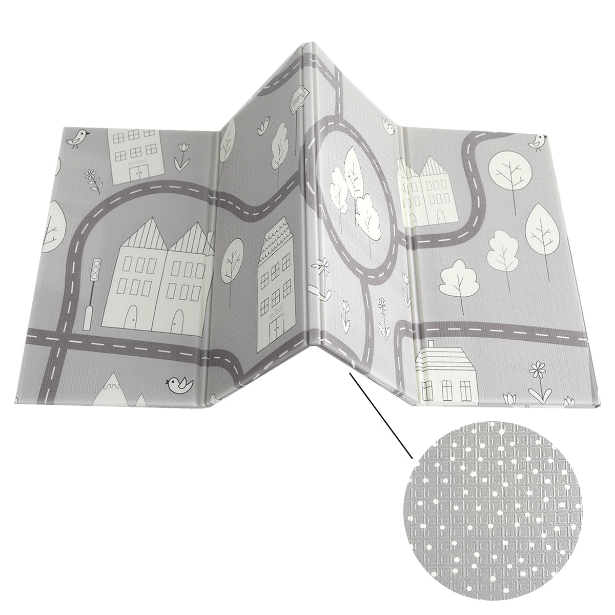 Evibell® Zložljiva igralna podloga 150x190 Dots/City Grey Evibell