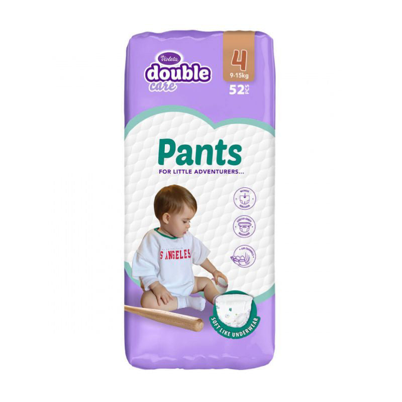 Violeta® Hlačne plenice Double Care 4 (9-15 kg) 52 kosov Violeta