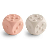 Mushie® Dice Press Toy 2-pack Blush/Shifting Sands