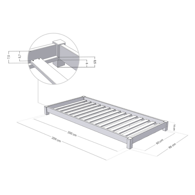 Benlemi® Otroška postelja TEENY 90x200 Natural Benlemi