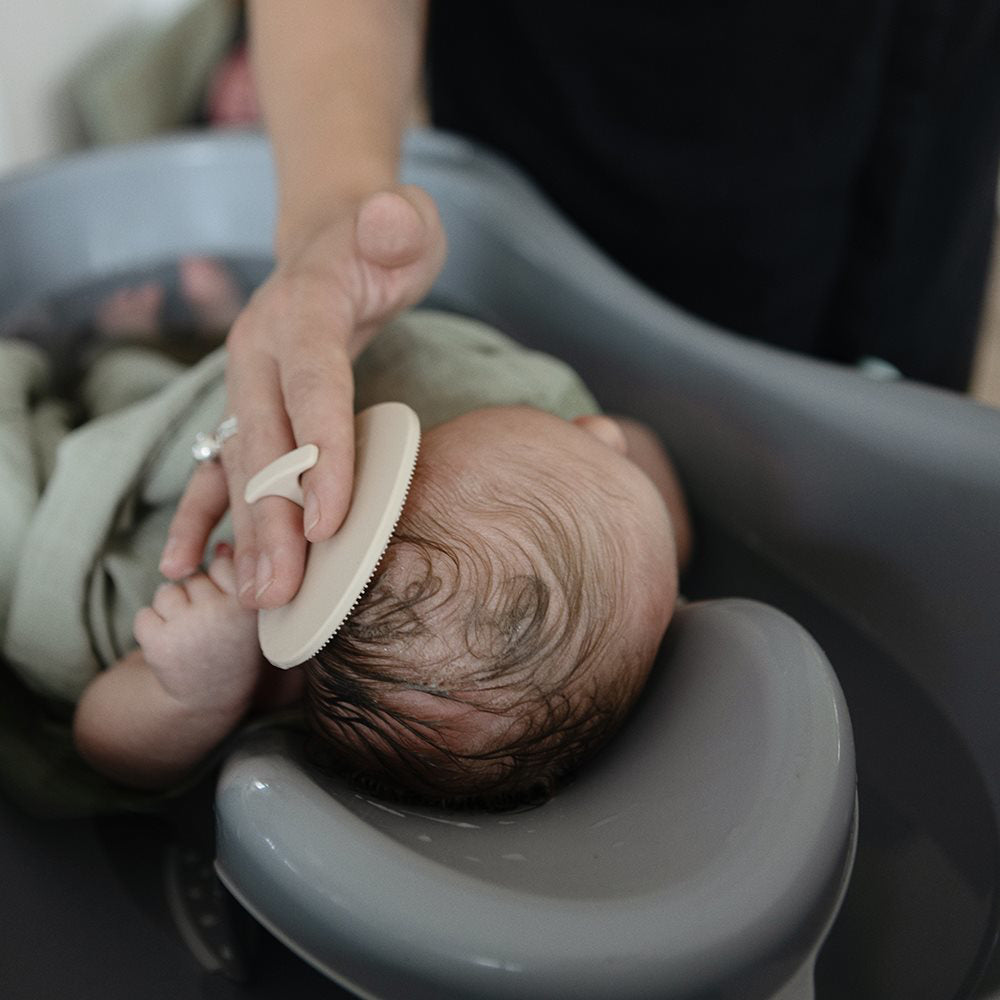 Mushie® Silikonska krtača za odstranjevanje lusk 2 kosa Tradewinds/Periwinkle Mushie