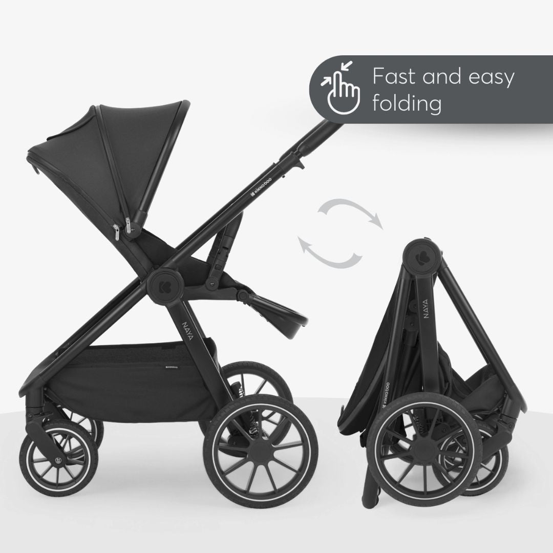 KikkaBoo® Otroški voziček s košaro 2v1 Naya Black KikkaBoo