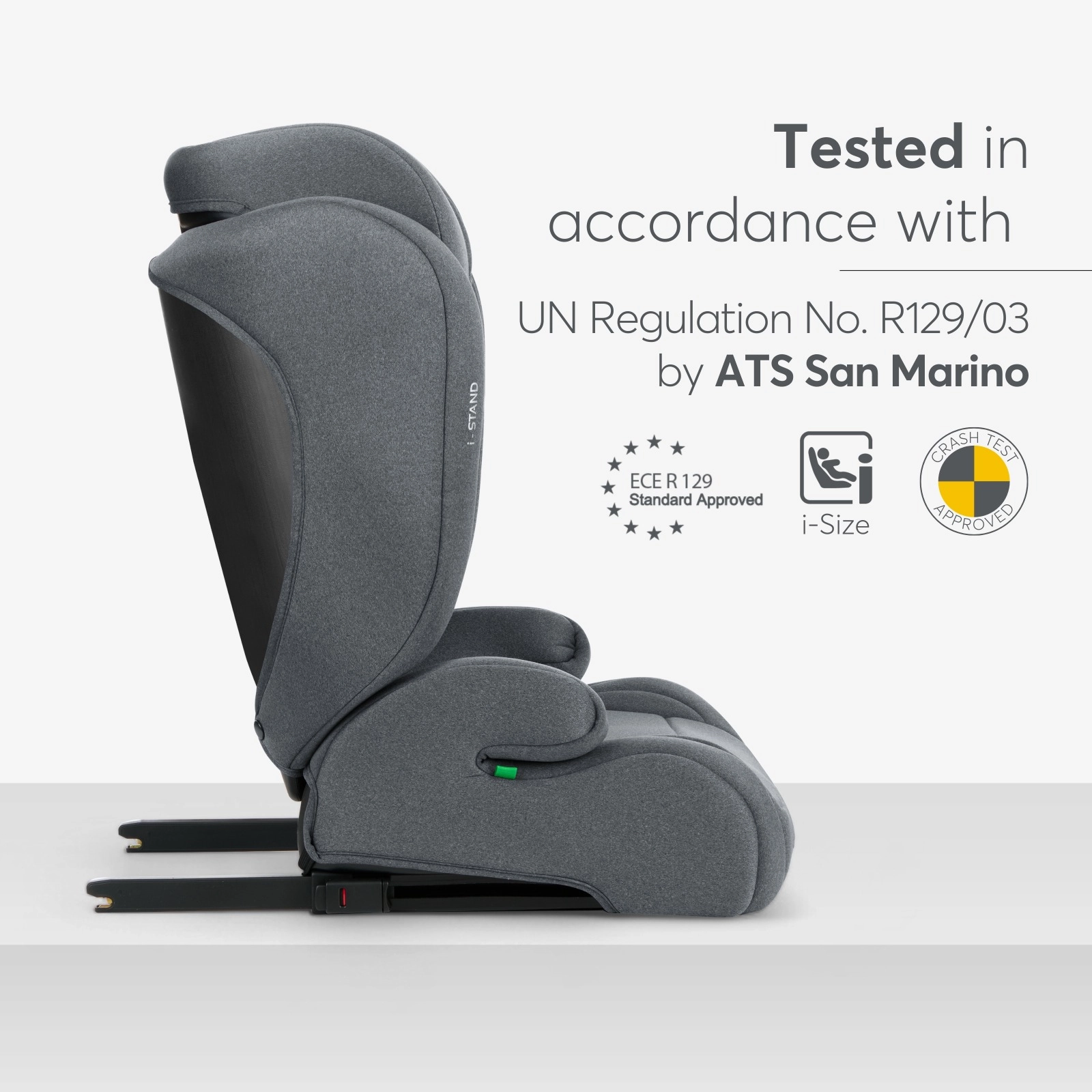 KikkaBoo® Otroški avtosedež i-Stand i-SIZE (100-150 cm) Dark Grey KikkaBoo