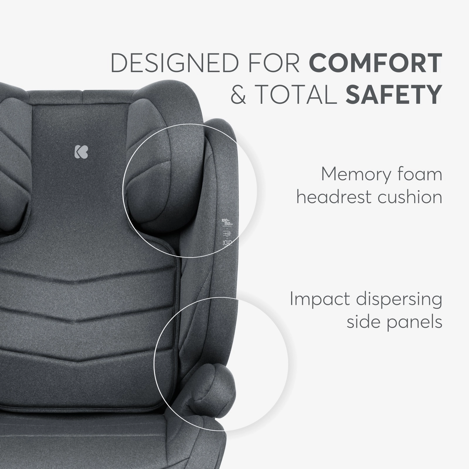 KikkaBoo® Otroški avtosedež i-Stand i-SIZE (100-150 cm) Dark Grey KikkaBoo