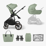 KikkaBoo® Stroller 2in1 with carrycot Thea Army Green