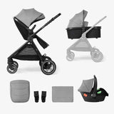 KikkaBoo® Stroller with carrycot 3v1 Ava Grey