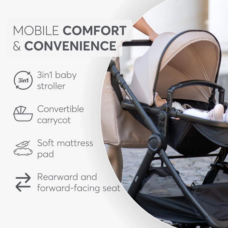 KikkaBoo® Otroški voziček s košaro 3v1 Ava Grey KikkaBoo