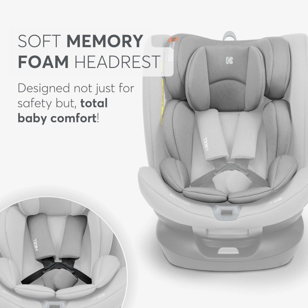 KikkaBoo® Otroški avtosedež 360 i-Roll i-SIZE (40-150 cm) Light Grey KikkaBoo